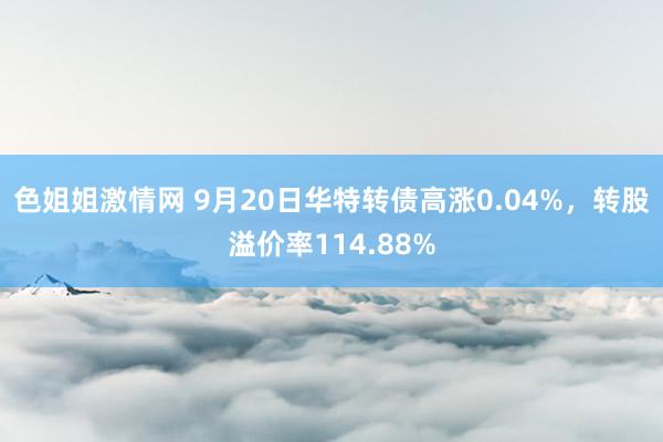 色姐姐激情网 9月20日华特转债高涨0.04%,转股溢价率114.88%