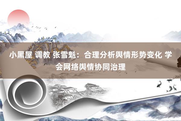 小黑屋 调教 张雪魁：合理分析舆情形势变化 学会网络舆情协同治理