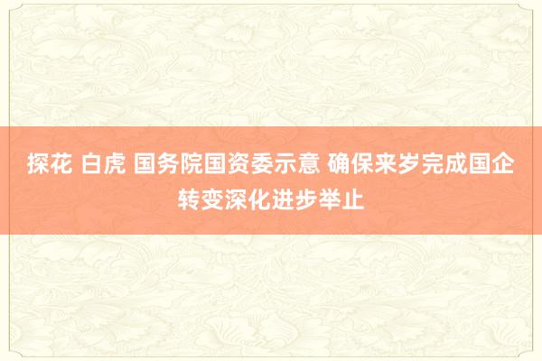 探花 白虎 国务院国资委示意 确保来岁完成国企转变深化进步举止