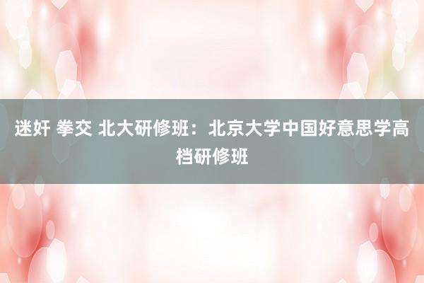 迷奸 拳交 北大研修班：北京大学中国好意思学高档研修班