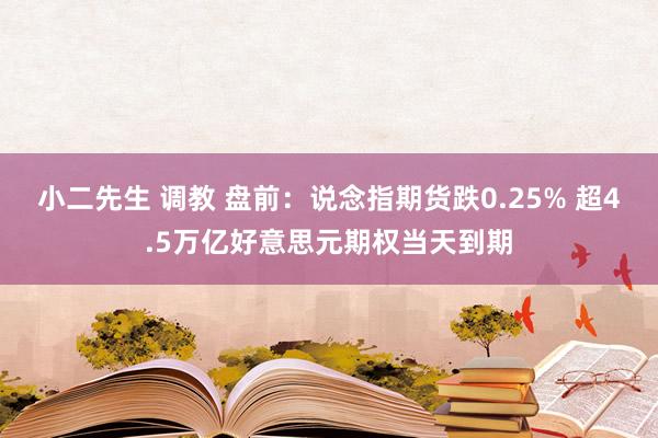 小二先生 调教 盘前：说念指期货跌0.25% 超4.5万亿好意思元期权当天到期