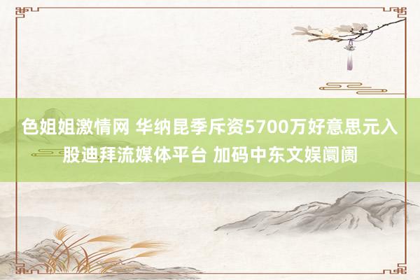 色姐姐激情网 华纳昆季斥资5700万好意思元入股迪拜流媒体平台 加码中东文娱阛阓