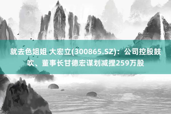 就去色姐姐 大宏立(300865.SZ)：公司控股鼓吹、董事长甘德宏谋划减捏259万股