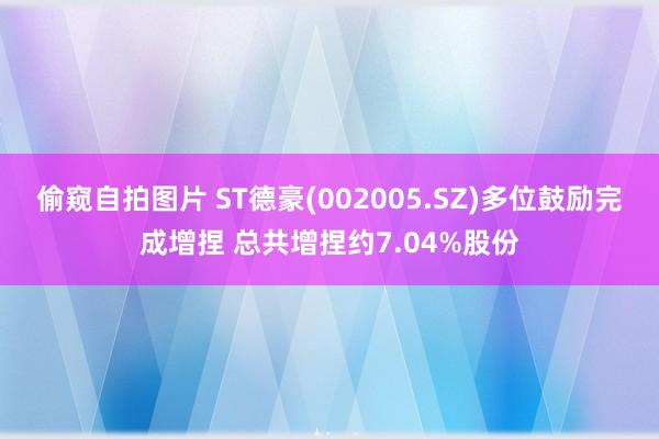 偷窥自拍图片 ST德豪(002005.SZ)多位鼓励完成增捏 总共增捏约7.04%股份