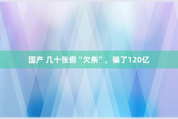 国产 几十张假“欠条”，骗了120亿