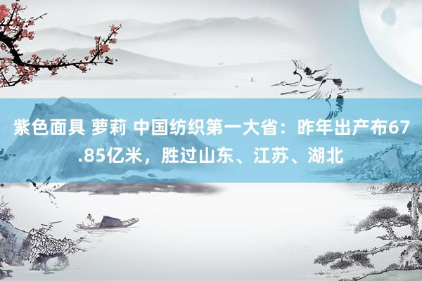 紫色面具 萝莉 中国纺织第一大省：昨年出产布67.85亿米，胜过山东、江苏、湖北