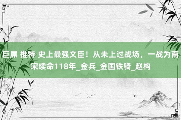 巨屌 推特 史上最强文臣！从未上过战场，一战为南宋续命118年_金兵_金国铁骑_赵构