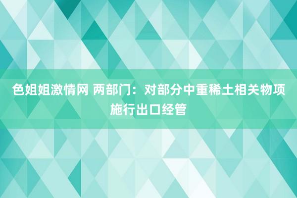 色姐姐激情网 两部门：对部分中重稀土相关物项施行出口经管