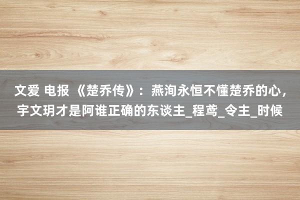 文爱 电报 《楚乔传》：燕洵永恒不懂楚乔的心，宇文玥才是阿谁正确的东谈主_程鸢_令主_时候