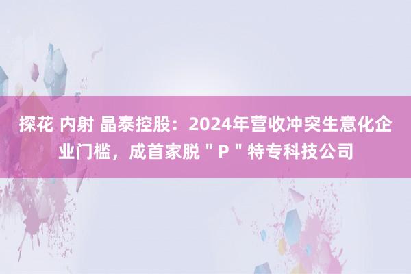探花 内射 晶泰控股：2024年营收冲突生意化企业门槛，成首家脱＂P＂特专科技公司
