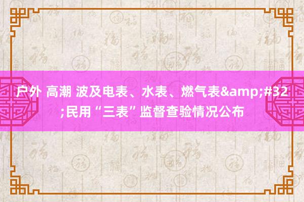 户外 高潮 波及电表、水表、燃气表&#32;民用“三表”监督查验情况公布