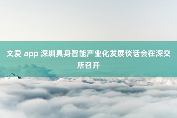 文爱 app 深圳具身智能产业化发展谈话会在深交所召开