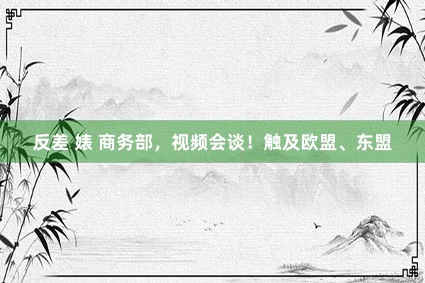 反差 婊 商务部，视频会谈！触及欧盟、东盟