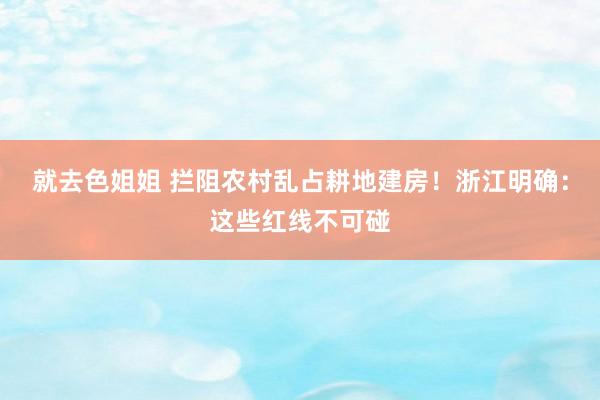 就去色姐姐 拦阻农村乱占耕地建房！浙江明确：这些红线不可碰
