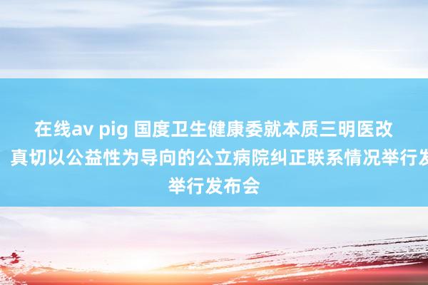 在线av pig 国度卫生健康委就本质三明医改教育、真切以公益性为导向的公立病院纠正联系情况举行发布会
