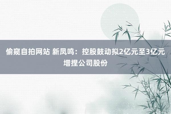 偷窥自拍网站 新凤鸣：控股鼓动拟2亿元至3亿元增捏公司股份