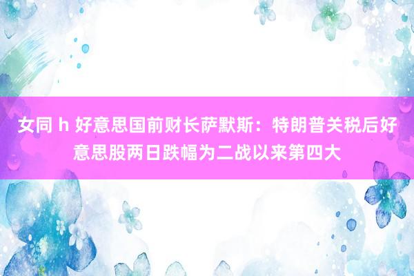 女同 h 好意思国前财长萨默斯：特朗普关税后好意思股两日跌幅为二战以来第四大
