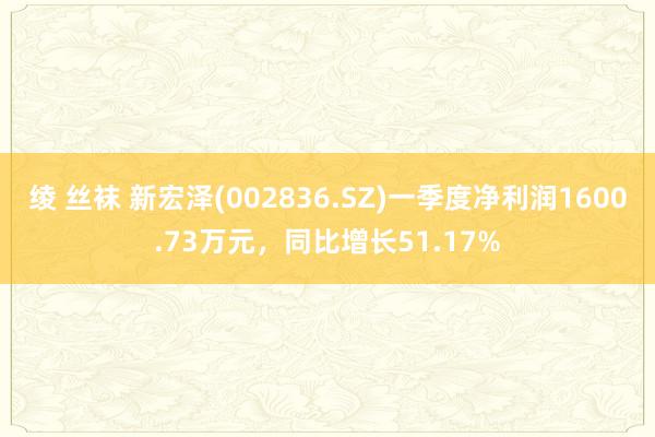 绫 丝袜 新宏泽(002836.SZ)一季度净利润1600.73万元，同比增长51.17%